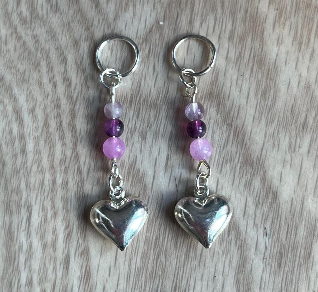 Fluorite Heart Hearing Aid Charms