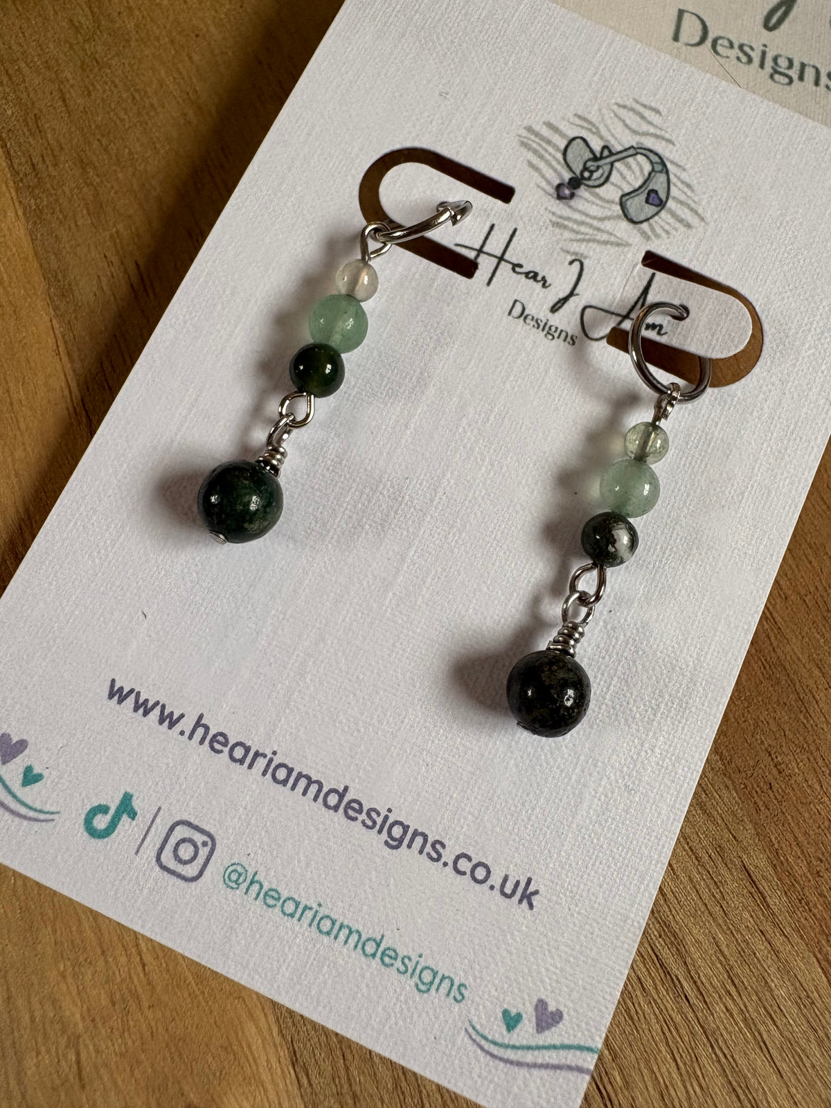 Moss Agate & Green Aventurine Hearing Aid Charms 🌿💚