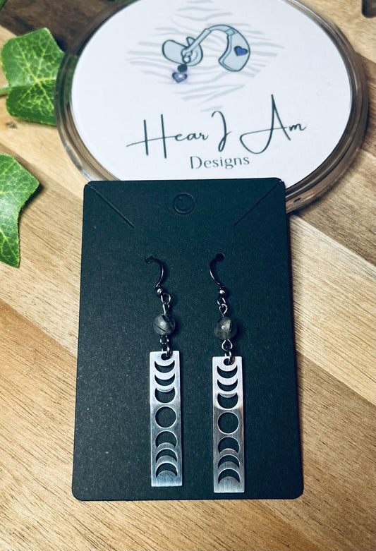 Tourmaline in Quartz Moon Phase Earrings