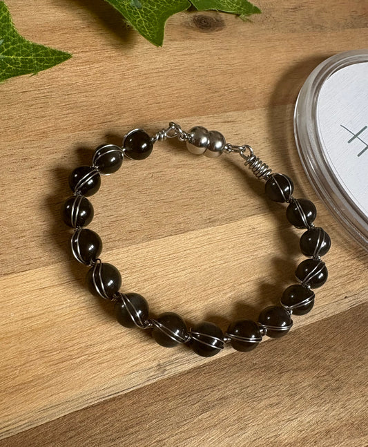 Wire-Wrapped Crystal Magnetic Bracelet