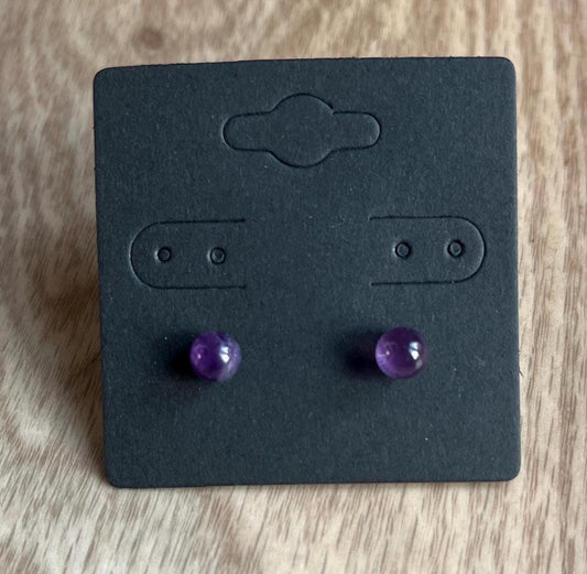 Crystal Stud Earrings with 925 Sterling Silver Posts - Available in Aquamarine, Amethyst, Malachite, Rose Quartz, Clear Quartz, Black Agate, Green Aventurine and Citrine