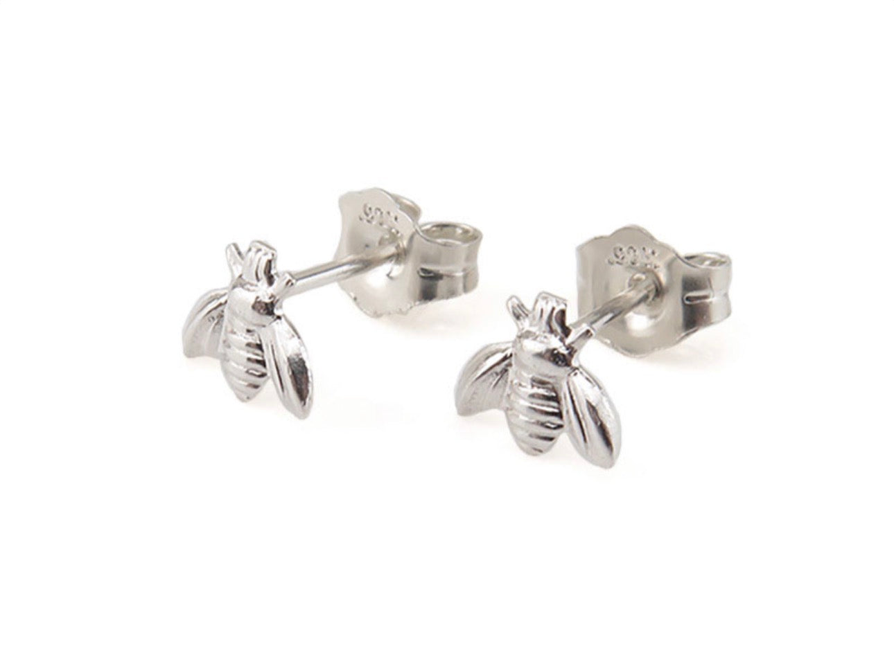 925 Sterling Silver Bee Stud Earrings