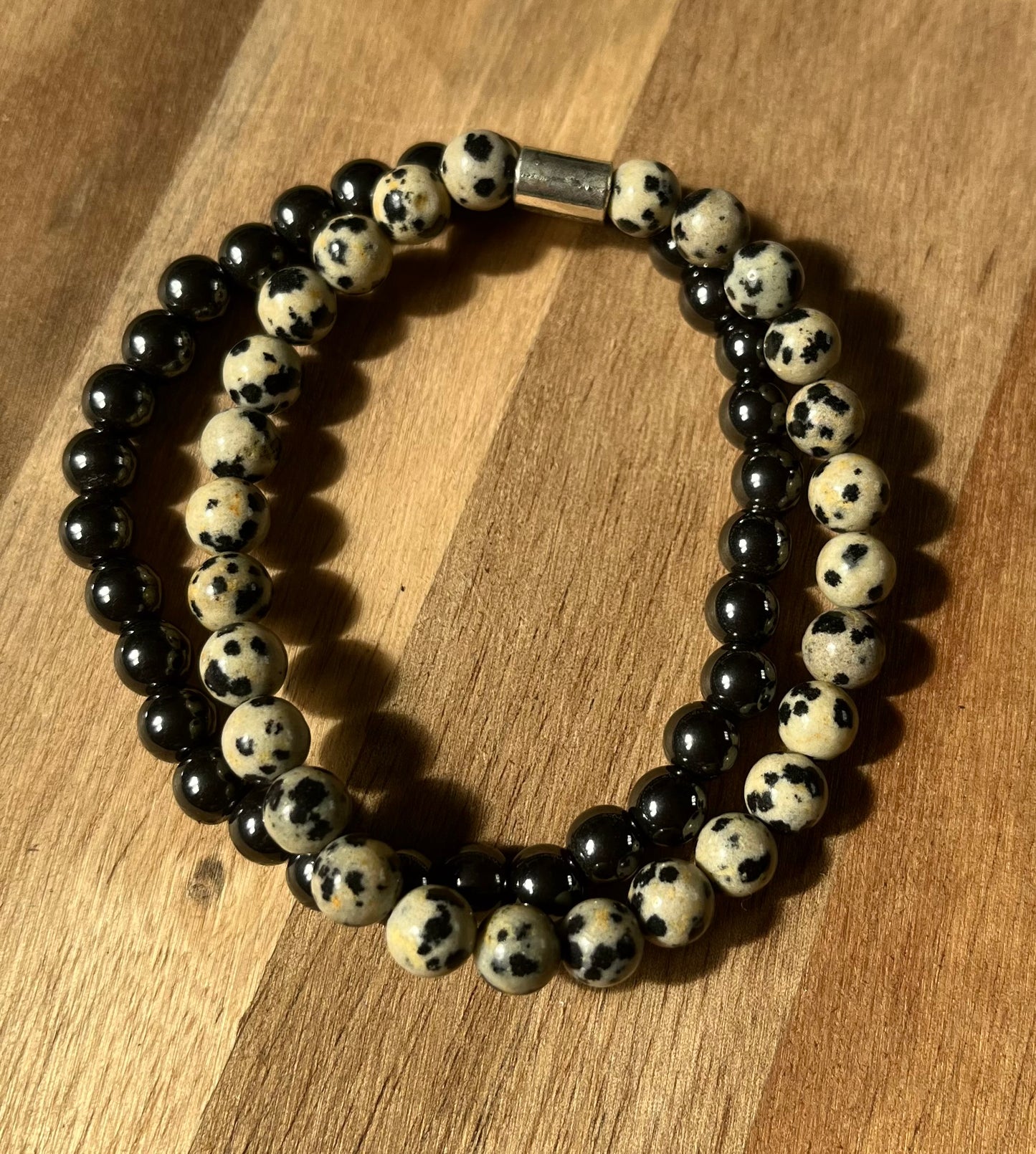 Double Magnetic Gemstone Bracelets - Amethyst, Sodalite or Dalmatian Jasper with Hematite