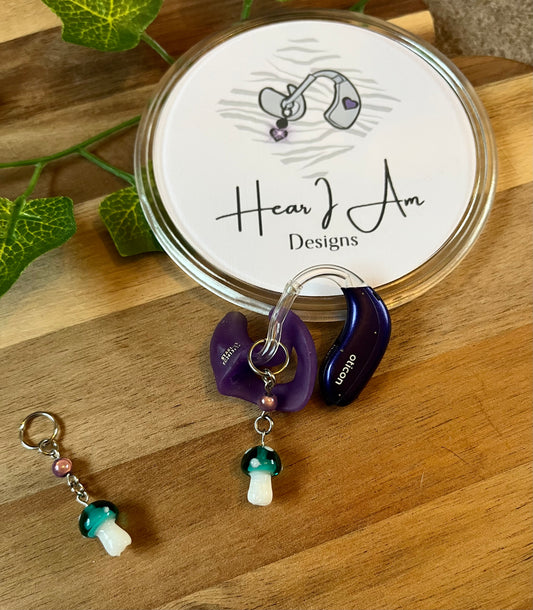 Aqua Mushroom Hearing Aid Charms