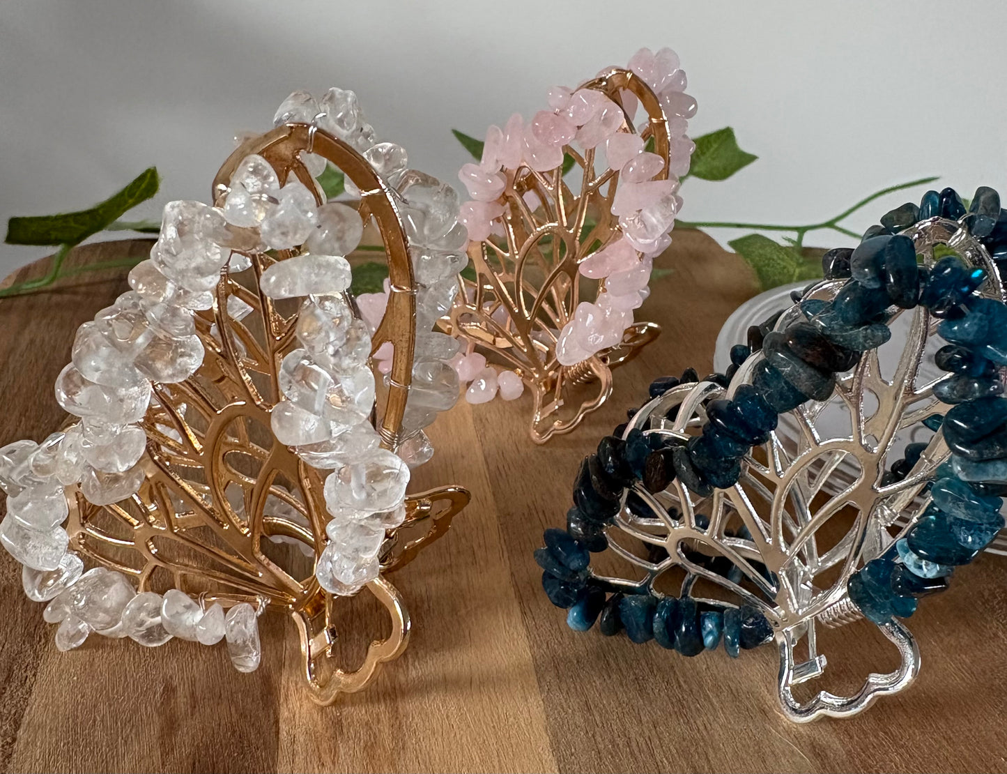 Crystal Chip Butterfly Claw Clips