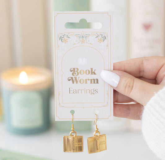 Book Worm Stainless Steel Earrings