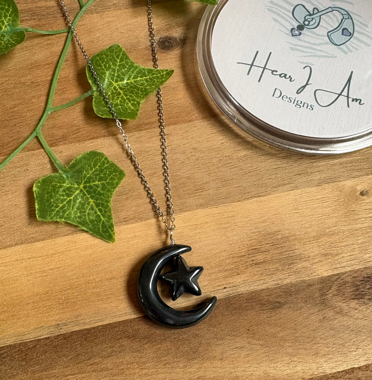 Celestial Crystal Moon & Star Pendant - Various Materials Available