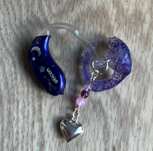 Fluorite Heart Hearing Aid Charms