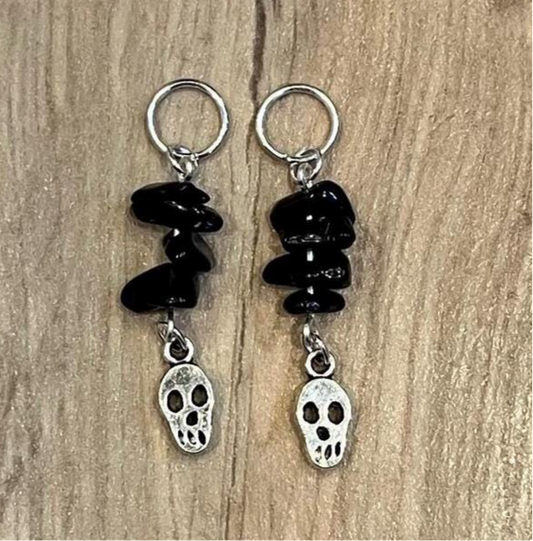 Obsidian Skull Hearing Aid Charms