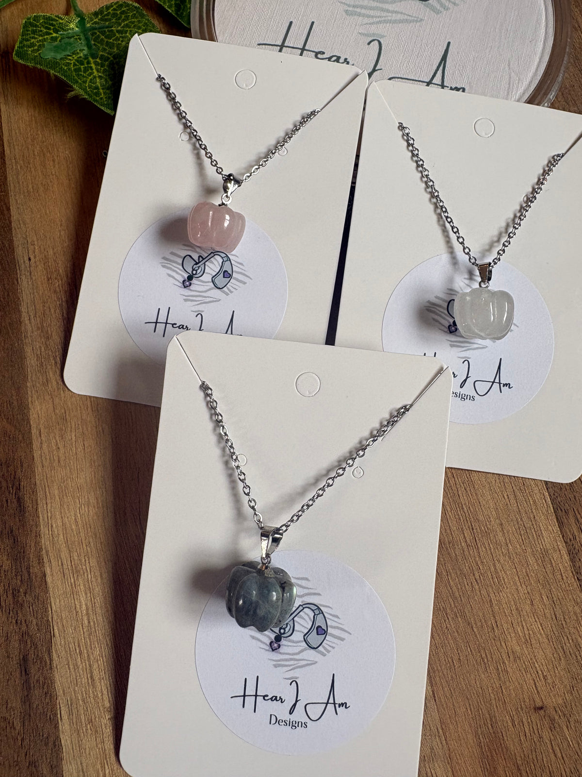 Crystal Pumpkin Pendant – Clear Quartz, Rose Quartz & Labradorite