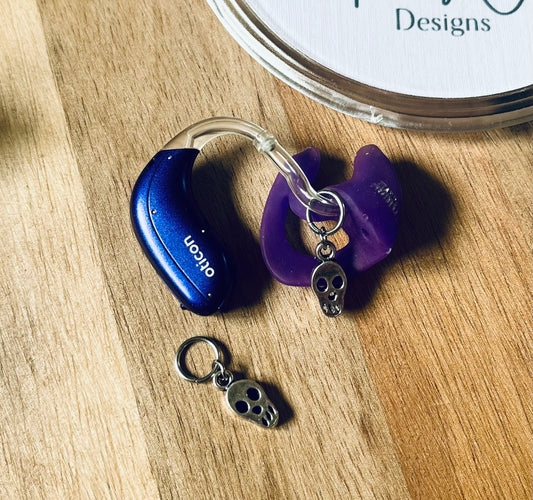 Silver Skull Hearing Aid Charms – Pair
