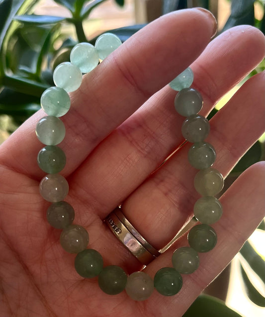 8mm Crystal Beaded Bracelet – Handmade Elastic Stretch Bracelet – Multiple Gemstone Options