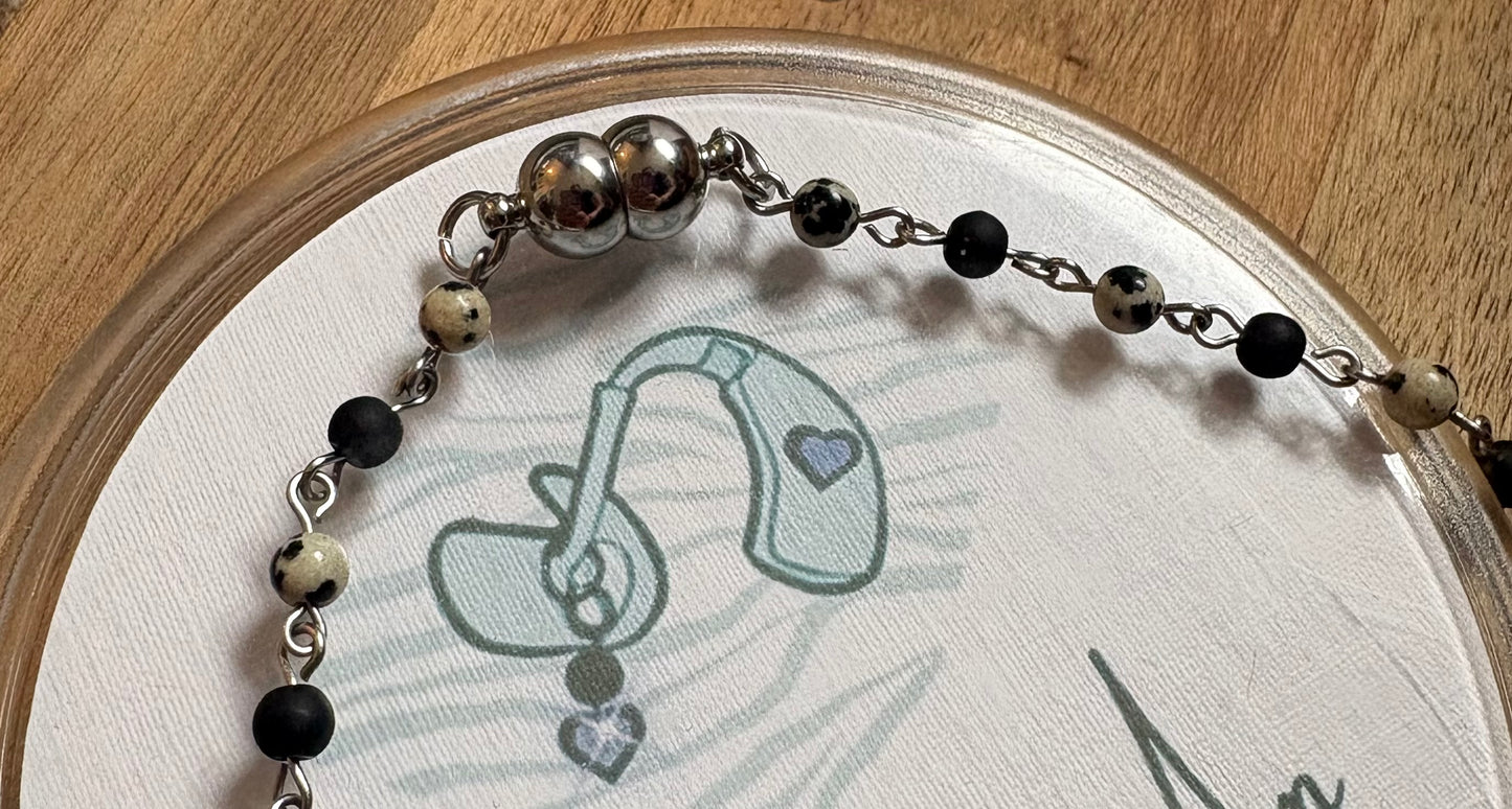 Dalmatian Jasper Celtic Knot Necklace with Magnetic Clasp