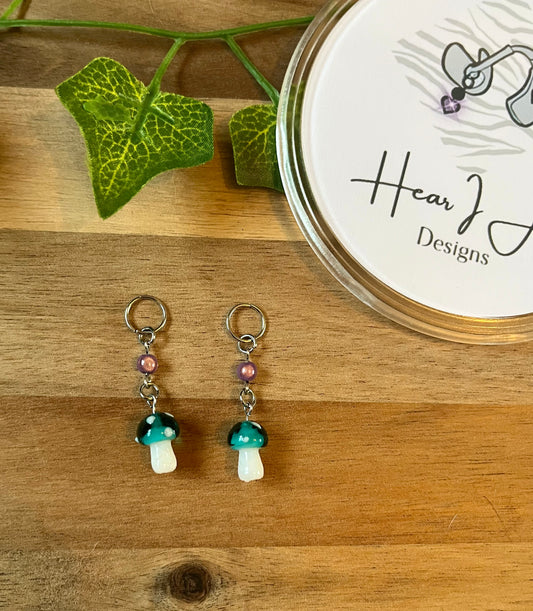 Aqua Mushroom Hearing Aid Charms