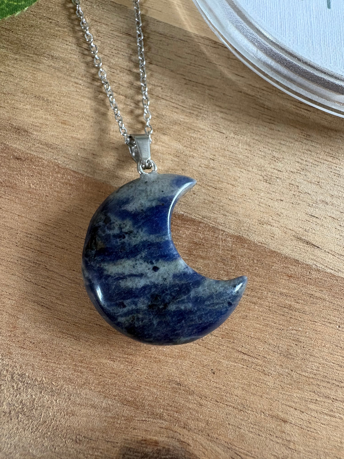 Crystal Moon Pendant – Lepidolite or Sodalite 🌙