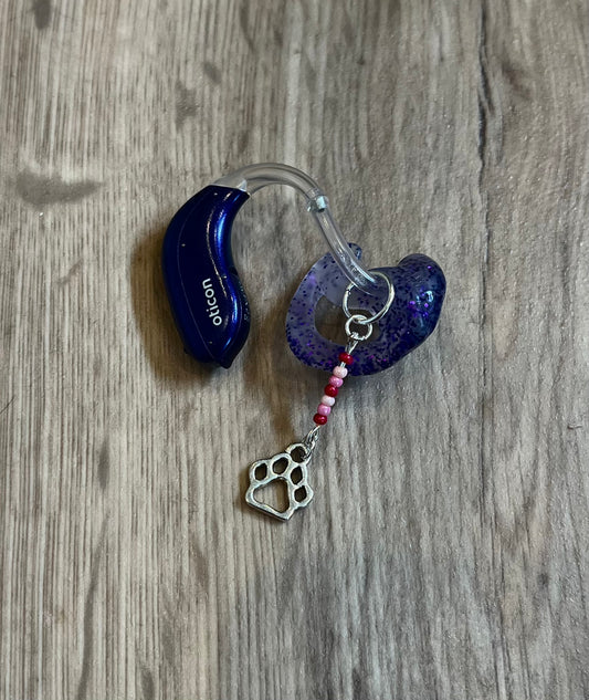 Pink Paw Print Hearing Aid Charms
