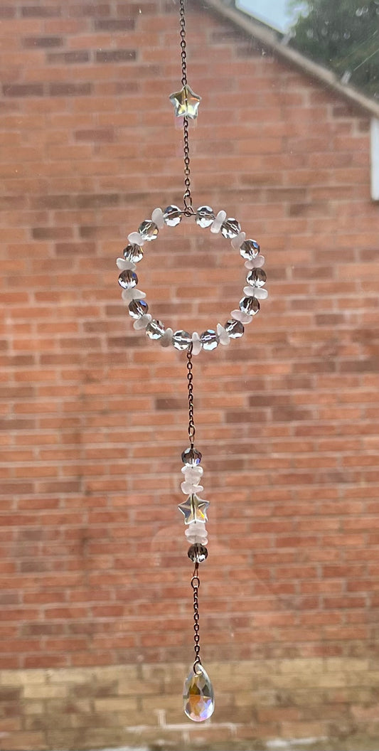 Rose Quartz & Glass Bead Suncatcher