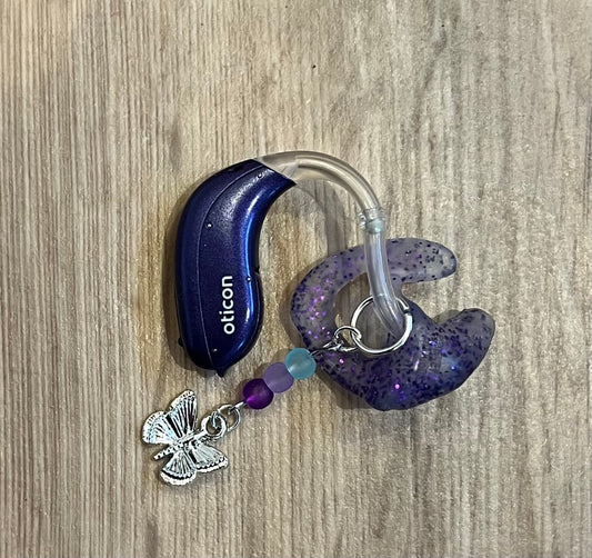 Butterfly & Glass Bead Hearing Aid Charms