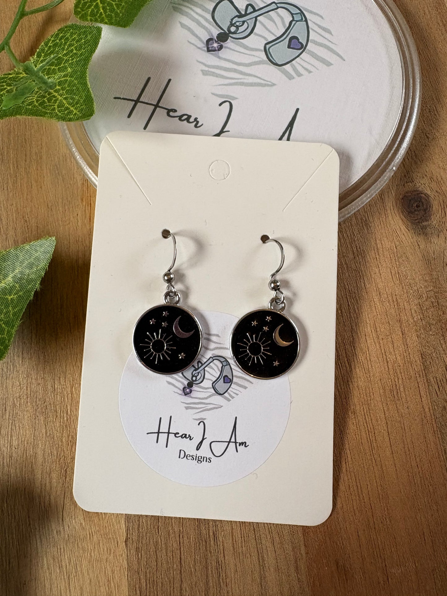 Sun & Moon Enamel Charm Earrings
