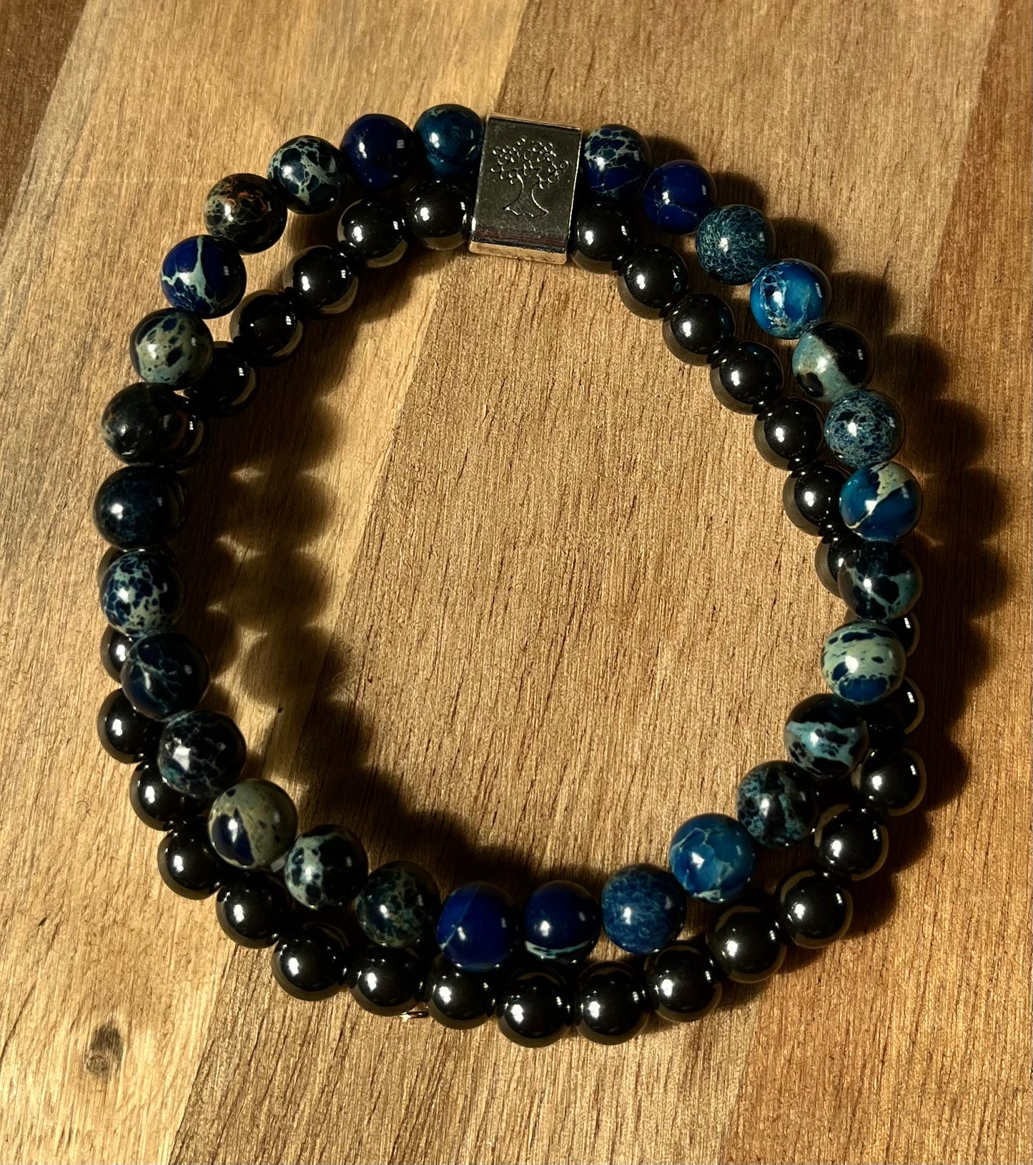 Double Magnetic Gemstone Bracelets - Amethyst, Sodalite or Dalmatian Jasper with Hematite