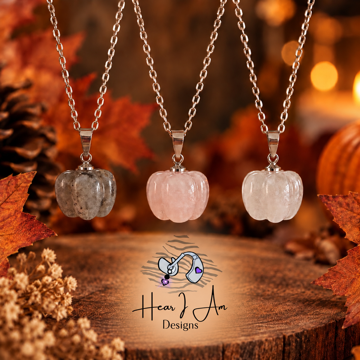 Crystal Pumpkin Pendant – Clear Quartz, Rose Quartz & Labradorite