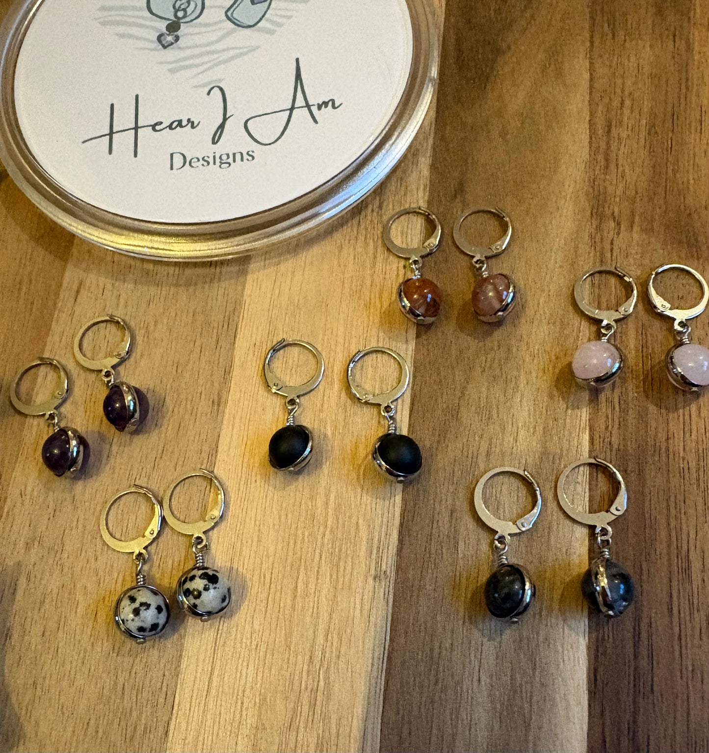 Fidget Spinner Gemstone Huggie Earrings