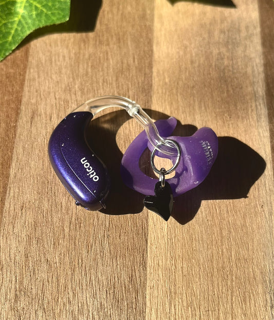 Mini Black Heart Hearing Aid Charms (Pair)
