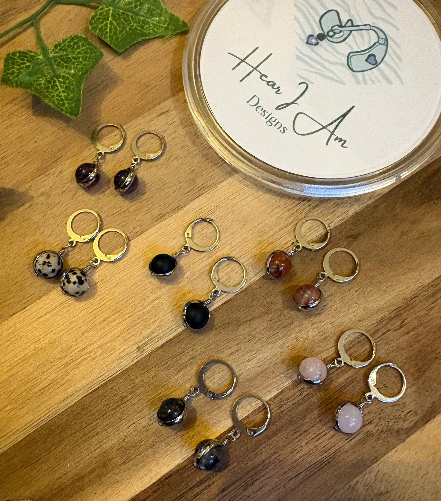 Fidget Spinner Gemstone Huggie Earrings