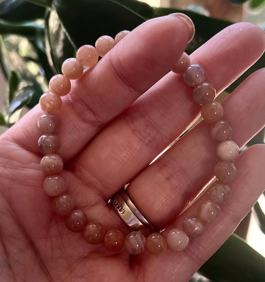 7mm Peach Moonstone Elasticated Bracelet