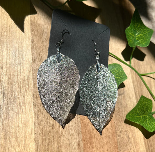 Real Leaf Earrings - Gold or Silver Finish