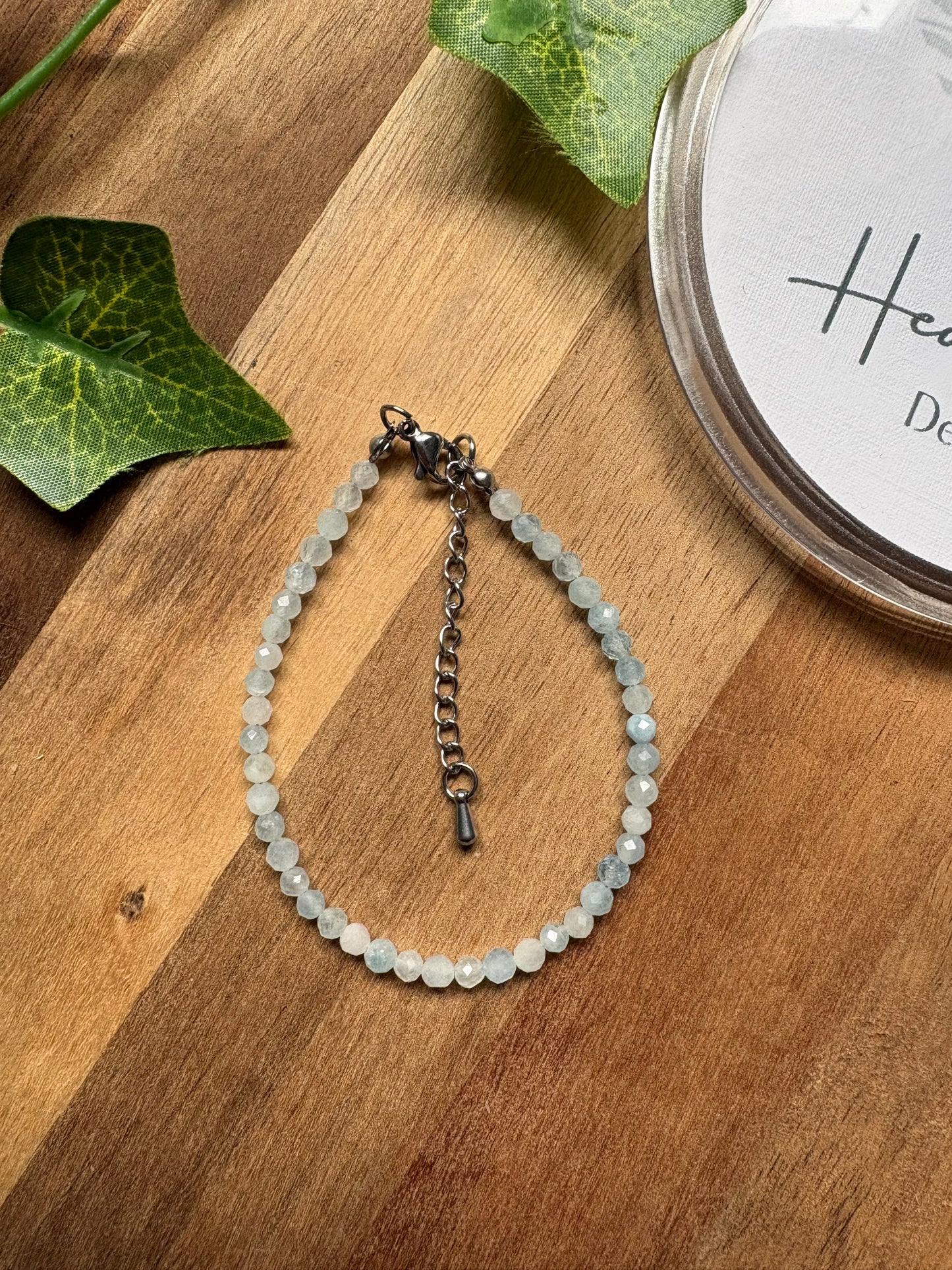 Faceted Aquamarine Bracelets (4mm Beads - 2 designs)