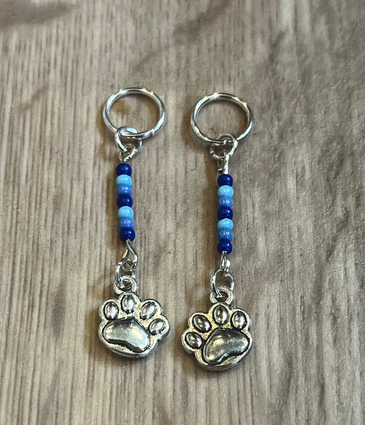 Blue Paw Print Hearing Aid Charms