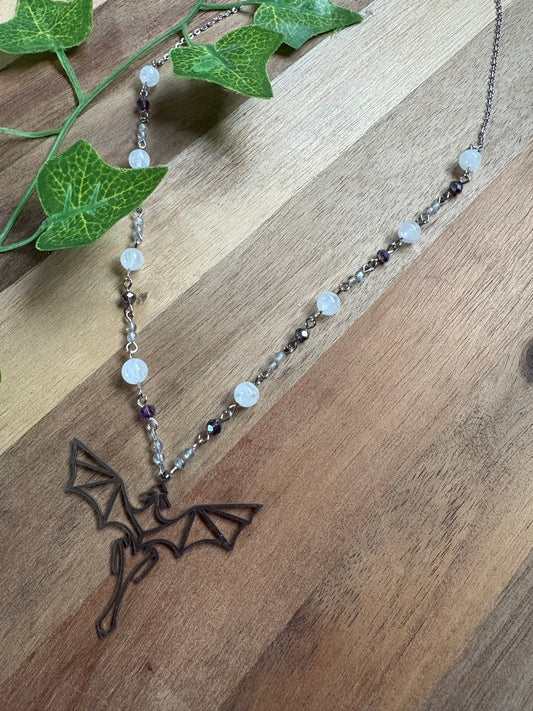 ✨ Easy-Fasten Geometric Dragon Moonstone Necklace with Toggle Clasp