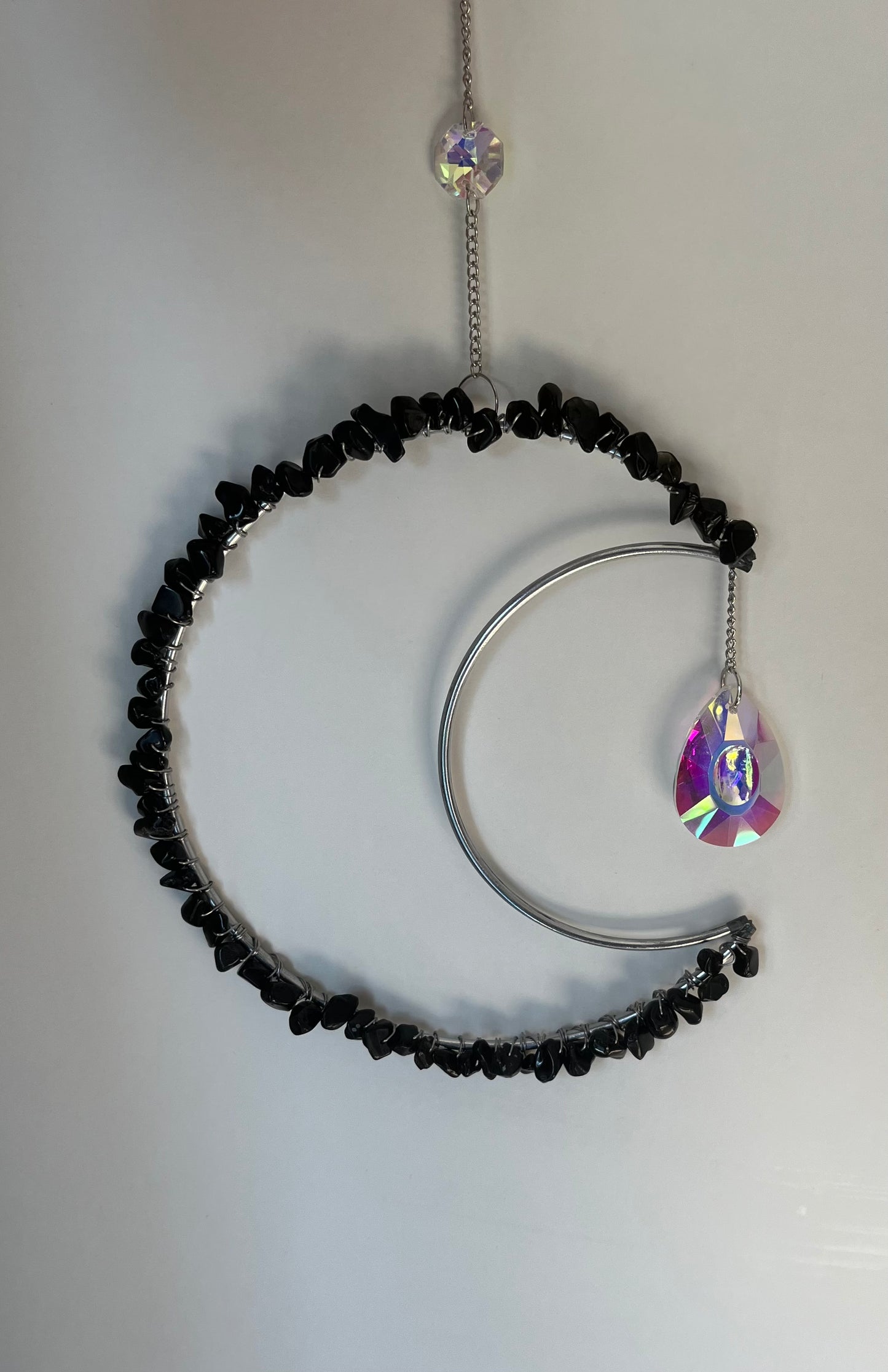 Large Black Obsidian Moon Suncatcher