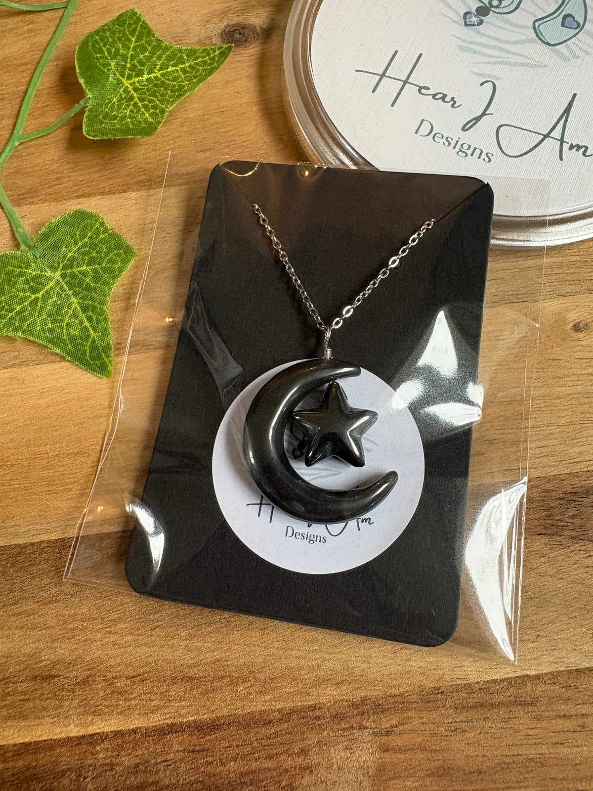 Celestial Crystal Moon & Star Pendant - Various Materials Available