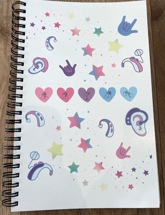 BSL Fingerspelling A5 Spiral Notebook – “Notes” Design