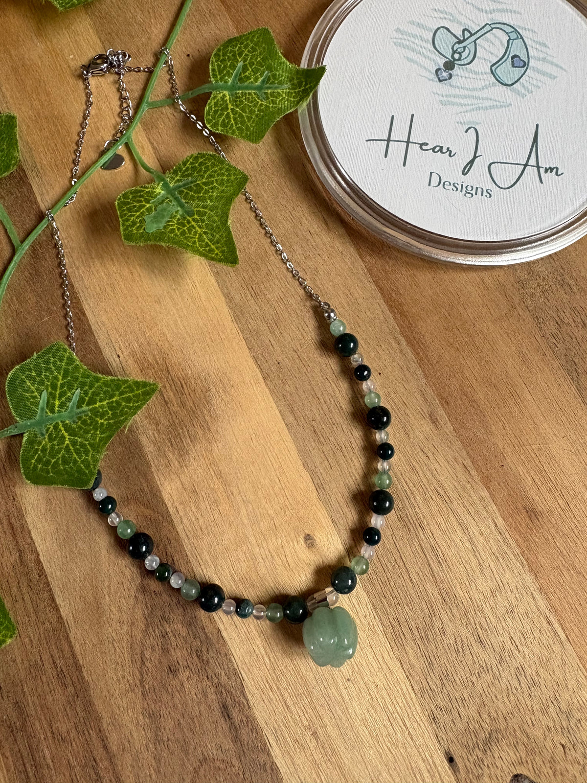 Moss Agate & Green Aventurine Pumpkin Necklace 🎃🌿