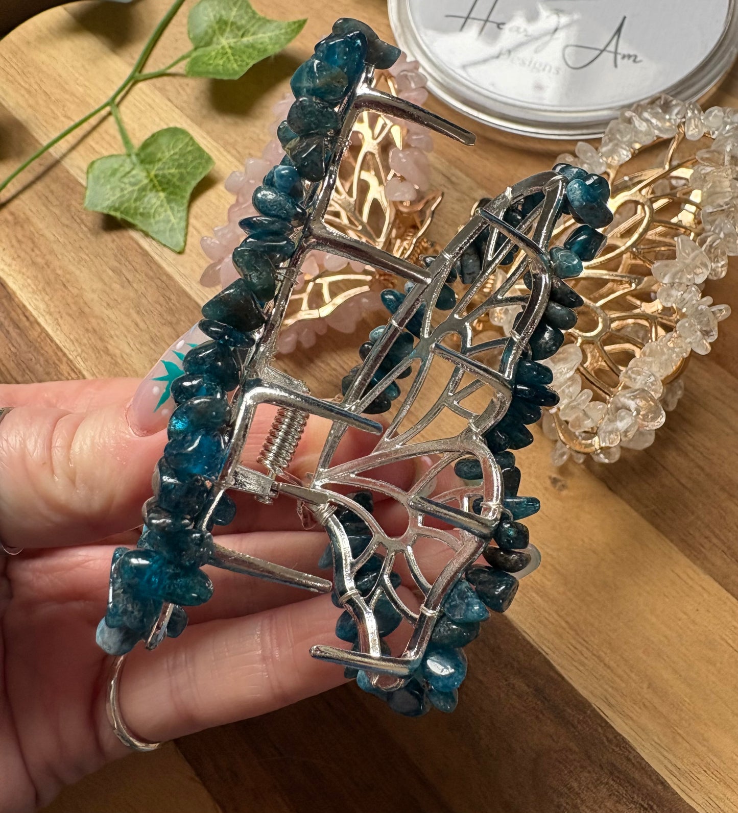 Crystal Chip Butterfly Claw Clips