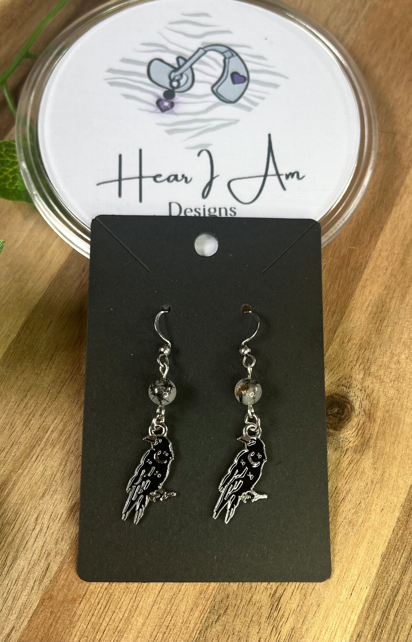 Stainless Steel Raven Earrings