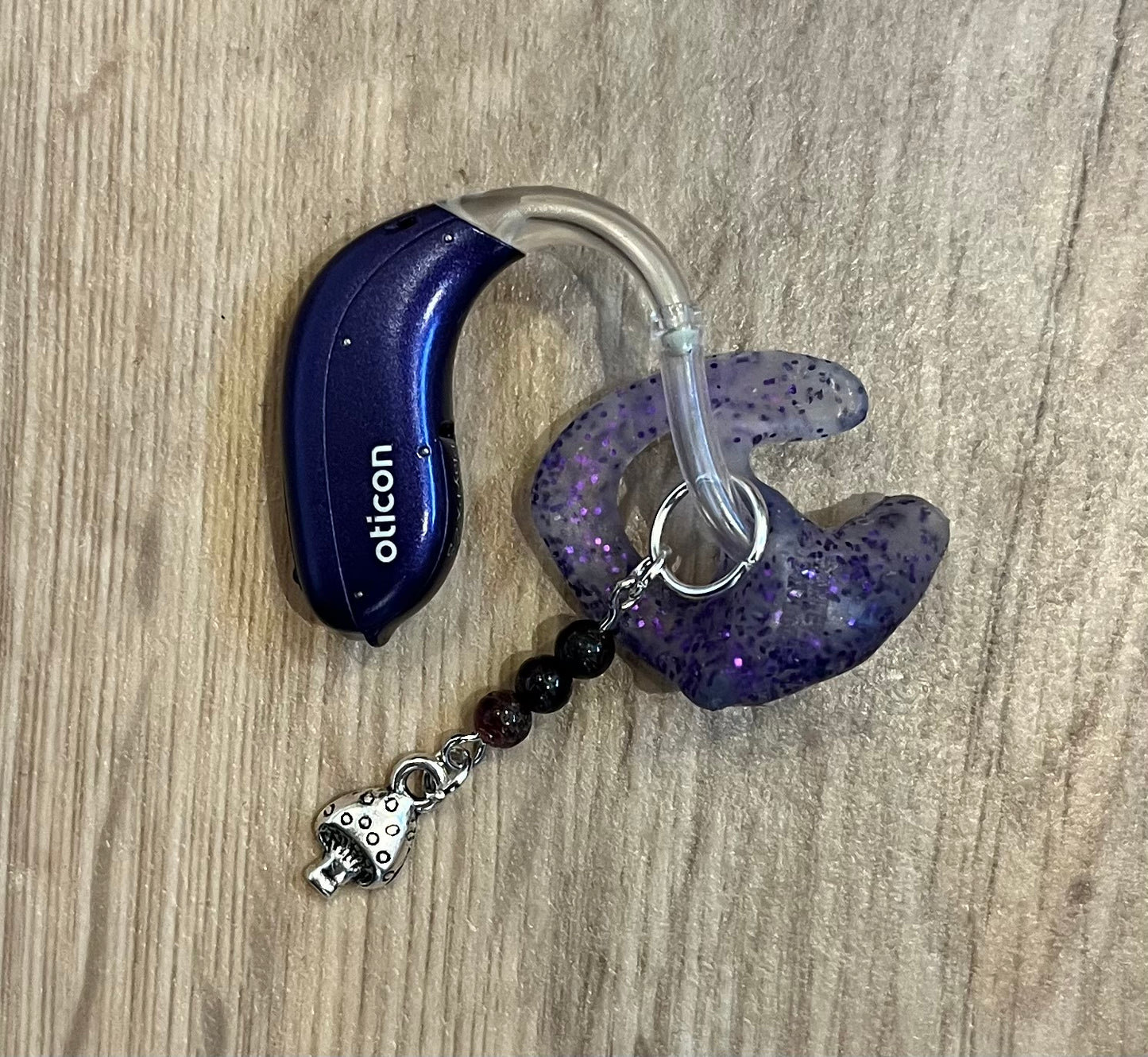 Mushroom & Garnet Hearing Aid Charms