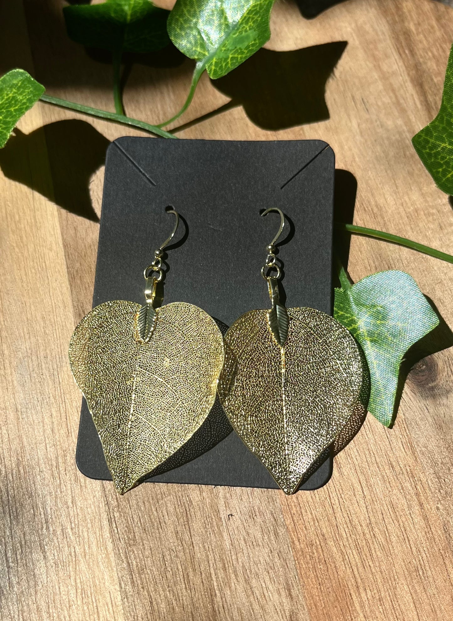Real Leaf Earrings - Gold or Silver Finish