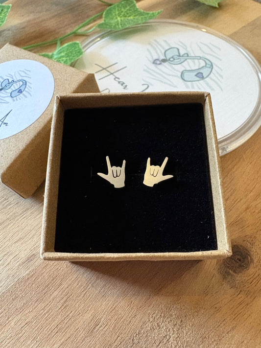 ILY Sign Stainless Steel Stud Earrings