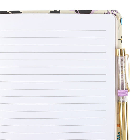 Cute and Creepy Print A5 Notebook with Amethyst Chip Pen