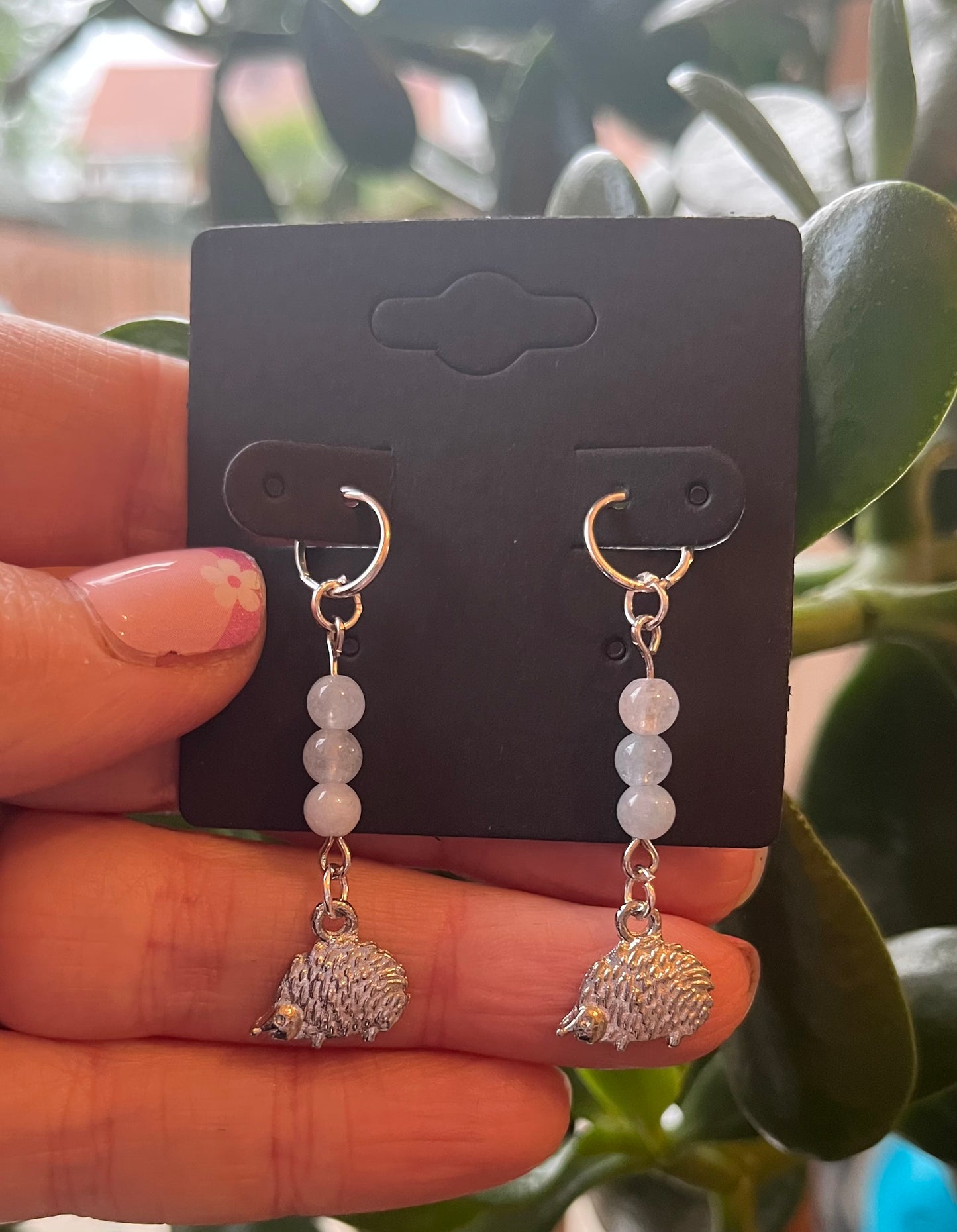 Hedgehog & Aquamarine Hearing Aid Charms