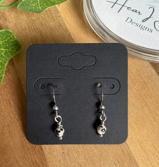 Wire Wrapped Jasper Bead Earrings with Stainless Steel Hooks