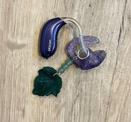 Leaf & Green Aventurine Hearing Aid Charms