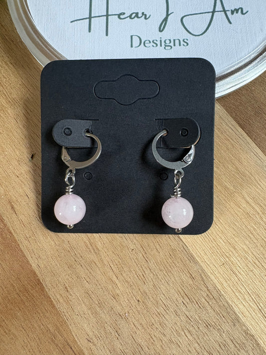 Rose Quartz Huggie Earrings