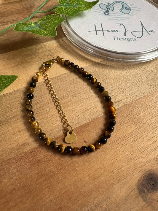 Tiger’s Eye Adjustable Beaded Bracelet