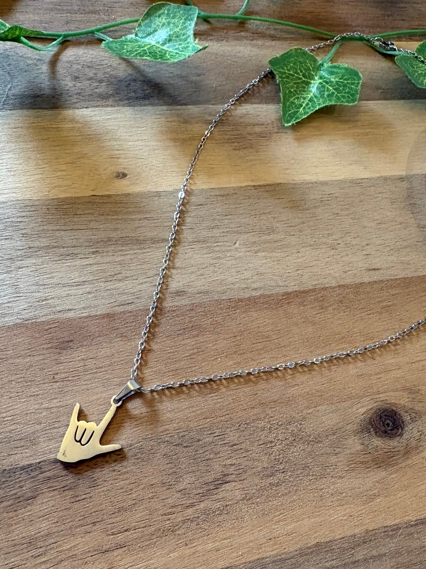 ILY Sign Stainless Steel Pendant