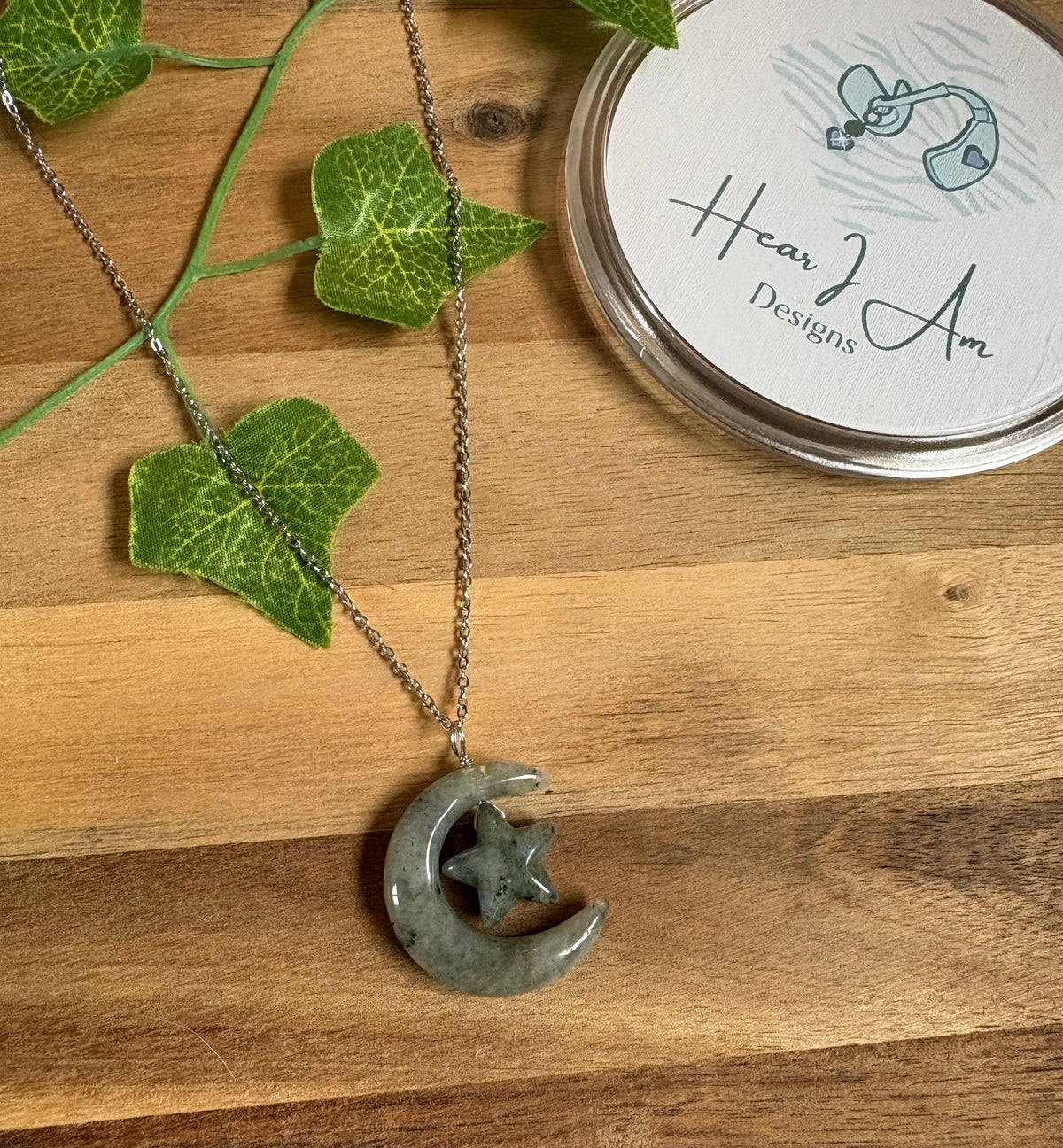 Celestial Crystal Moon & Star Pendant - Various Materials Available